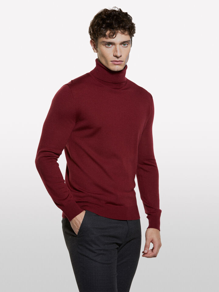 Maglia rosso granato con collo alto - maglie collo alto da uomo - Bordeaux | Sisley image number 3